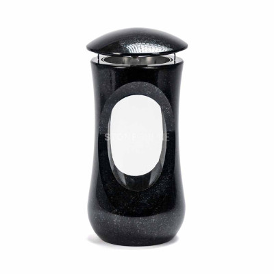 Durable granite lantern for a memorial, natural stone with timeless cemetery appearance.