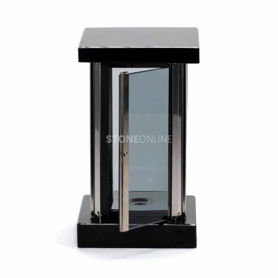 Cemetery lantern with a mirrored silver body – modern monument model. Magnetic door.