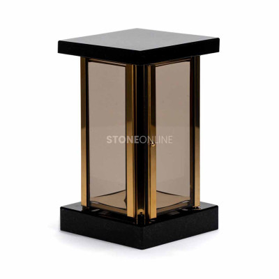 Glass cemetery lantern with granite base – an elegant memorial ornament.