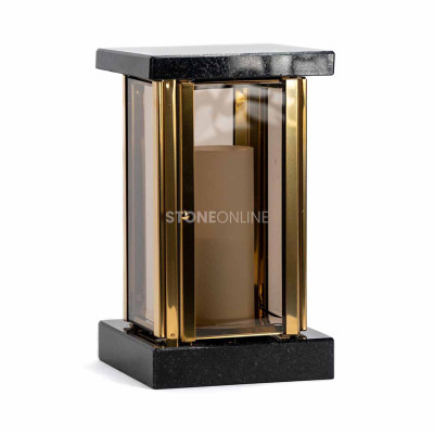 Granite lantern with gold aluminium body – a beautiful adornment for grave and monument.