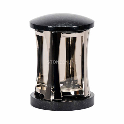Granite lantern for the cemetery with opening doors and concealed hinges.