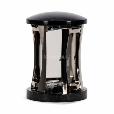 Silver granite grave light for a headstone – model with space for a refill up to 12 cm high.