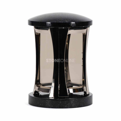 Granite lantern MIRROW ROUND SILVER for the cemetery – exclusive look and sturdy build.