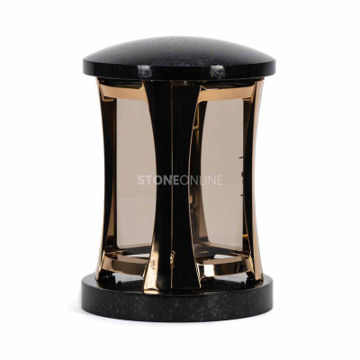 Glass cemetery lantern with granite base – an elegant memorial ornament.