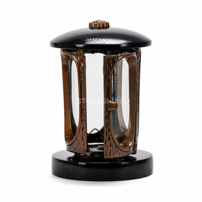 Grave lantern with copper body and rosette StoneOnline – elegant cemetery votive.