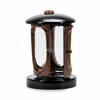 Cemetery lantern with a copper body and rosette StoneOnline – a durable granite light.