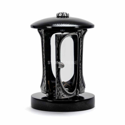 Grave lantern with silver body and rosette StoneOnline – durable cemetery lamp and votive.