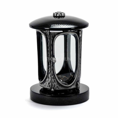 Granite lantern with silver body and rosette StoneOnline – an aesthetic monument adornment.