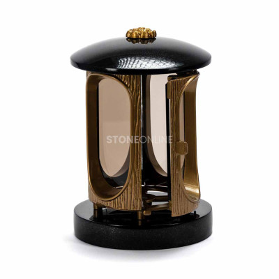 Grave lantern with gold body and rosette StoneOnline – tasteful cemetery ornament.
