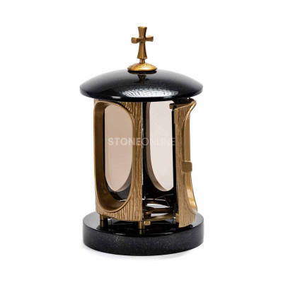 Granite lamp LALUMCROSSGOLD StoneOnline – an elegant grave light.