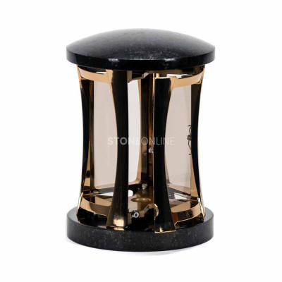 Gold aluminium body with mirror effect – elegant finish for a grave lantern.