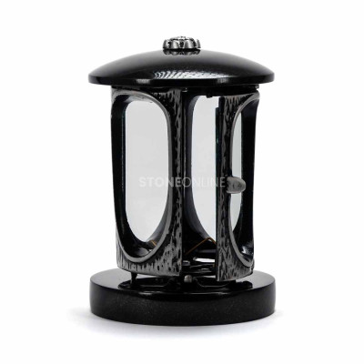 Grave lantern with silver body and rosette StoneOnline – tasteful cemetery ornament.