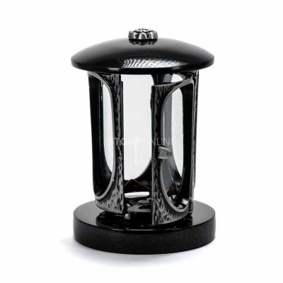 Set lantern LALUMROSETTESILVER + square PSQUARE base in granite for the cemetery – StoneOnline
