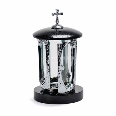 Granite lantern INOX with cross StoneOnline – an elegant headstone light.