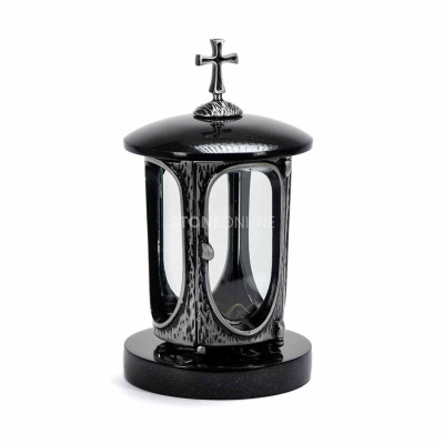 Silver granite lantern StoneOnline – durable grave light.