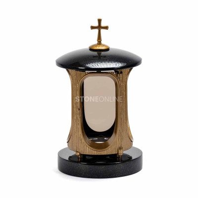 LALUMCROSSGOLD gold memorial lantern StoneOnline – a durable grave light.