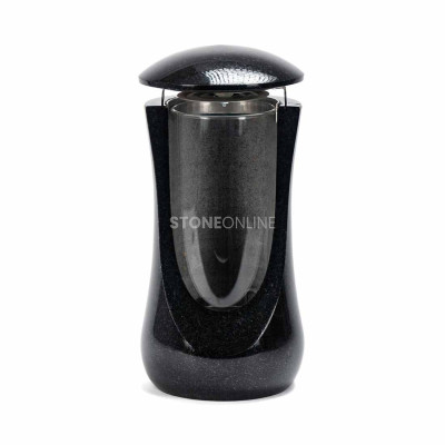 Beautiful granite candle lantern, an elegant monument accent with durable, modern character.