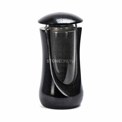 Neat granite grave lantern; solid craft and unique look enhance the cemetery for years.
