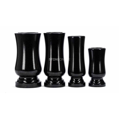 Photo shows STANDARD grave vase set – various types and sizes, elegant and durable grave vases.