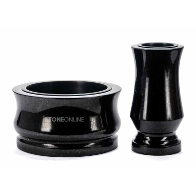 Granite cemetery set WTRENDY15 with STANDARD bowl 30 cm – large granite set for the cemetery.