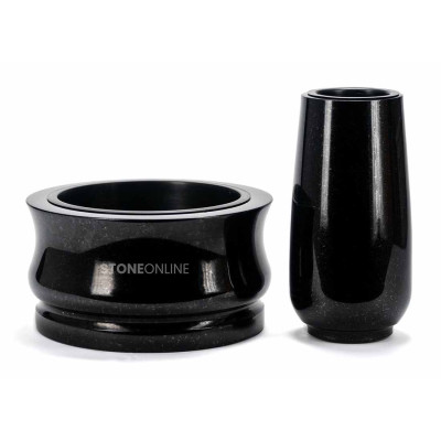 Beautiful durable cemetery set vase WBASIC15 with bowl STANDARD 25 cm – granite set for the cemetery.