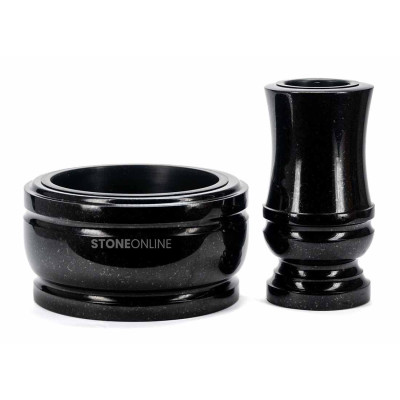 Beautiful granite set WDELUX15 + DELUX 30 cm bowl – elegant, representative cemetery set StoneOnline.
