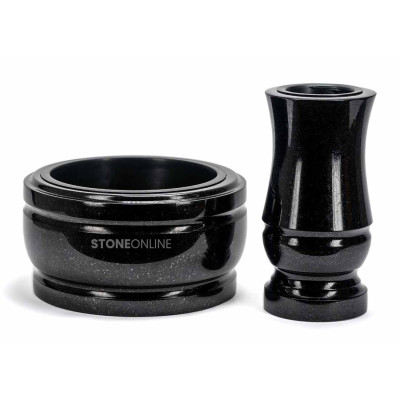 Beautiful granite set WMODERN15 + DELUX 30 cm bowl – modern, elegant grave decoration StoneOnline.