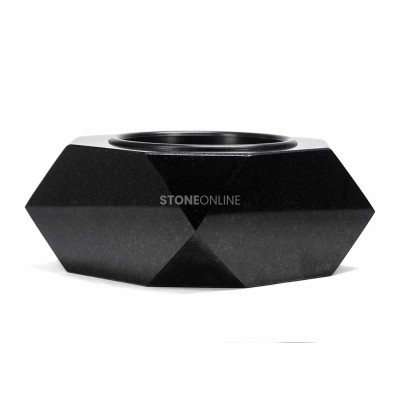 Elegant granite set for a grave – WDIAMOND15 vase and DIAMOND 25 cm bowl forming a stylish cemetery composition.