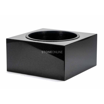 Decorative granite vase-and-bowl set – WCUBE15 + CUBE 30 cm, striking grave decoration for flowers and sprays.