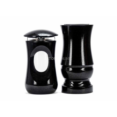 Beautiful granite set LTIMELESS15 + WMODERN15 – elegant lantern and modern flower vase StoneOnline.