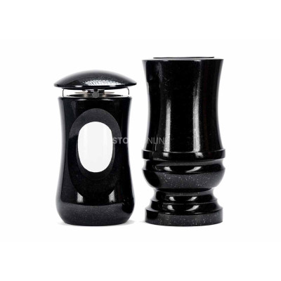 Exclusive granite set LTIMELESS15 + WDELUX15 – showpiece lantern and elegant vase for cemetery, StoneOnline.