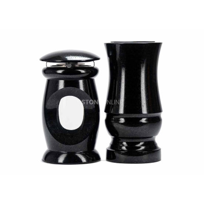 Beautiful granite set LBEAUTIFUL15 + WMODERN15 – decorative lantern and modern grave vase StoneOnline.