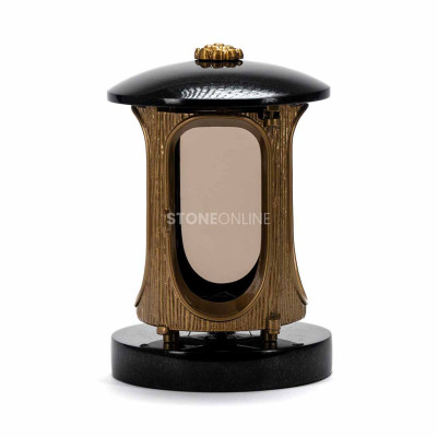 Elegant cemetery set in natural granite – lantern for a candle and well‑proportioned vase for year‑round memorial décor.