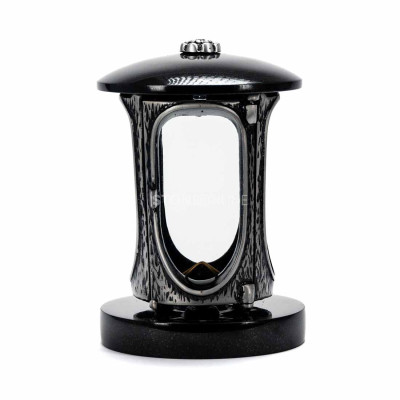Modern lantern and vase in natural granite – a stylish grave and memorial decoration.