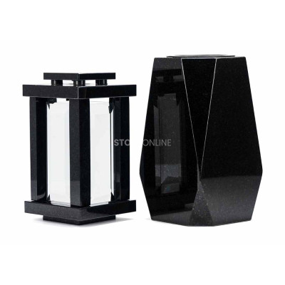 Beautiful lantern and vase for a headstone – modern form to adorn a monument or larger tomb.