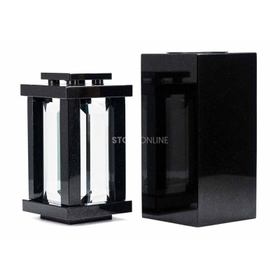 Modern granite cemetery set – LPREMIUM lantern and WCUBE15 flower vase.