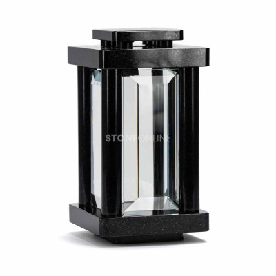 Stylish memorial set – candle lantern and granite WDIAMOND15 flower vase.