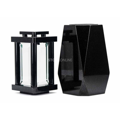 Beautiful lantern and vase for a headstone – stylish decoration for a modern monument and place of remembrance.