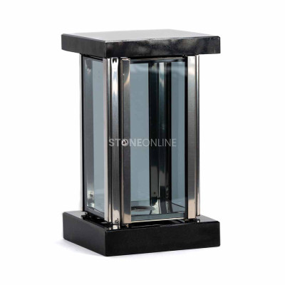 Lantern for votive and solid granite flower vase – modern grave set.
