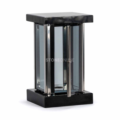 Elegant cemetery set – square lantern for a candle and granite bouquet vase.
