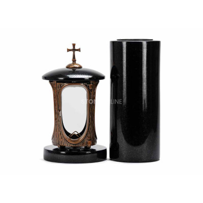 Copper lantern LALUMCROSSCOPPER and slim vase WTUBA12 – stylish cemetery set.