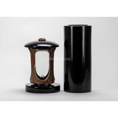 Copper lantern LALUMROSETTECOPPER and slim vase WTUBA12 – stylish cemetery set.