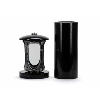 Silver LALUMROSETTESILVER lantern and slim WTUBA12 vase – stylish granite set for the cemetery.