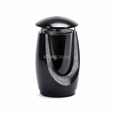 Lantern for votive and solid flower vase – stylish grave decoration.