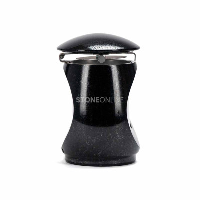 Slender granite vase pairs well with the compact lantern LTIMELESS12MIN.
