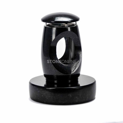 Compact lantern LTIMELESS12MID on round PROUND base – granite cemetery set.
