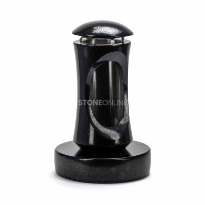 Slender LFINEST12 lantern on PROUND round base – granite headstone decoration.