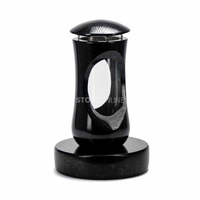 LTIMELESS12 lantern with two windows on round PROUND stand – granite set for cemetery.