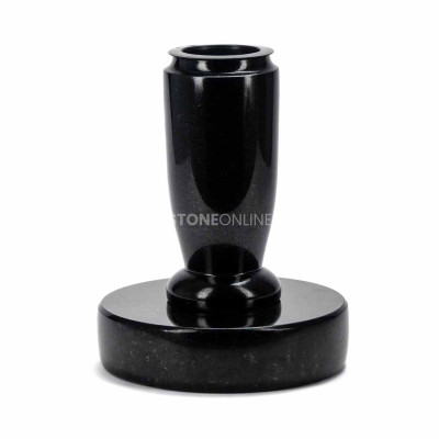 Vase WELEGANT10 on round PROUND base – compact granite set for the cemetery.