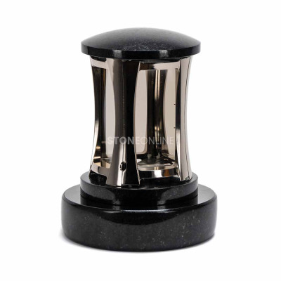 Silver MIRROW ROUND SILVER lantern on PROUND round base – elegant cemetery set.